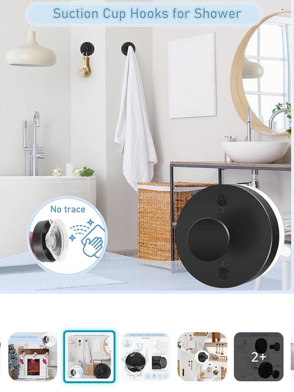 4 Pcs Suction Cup Hooks For Shower Tile Wall And Glass Door Or Window (2)